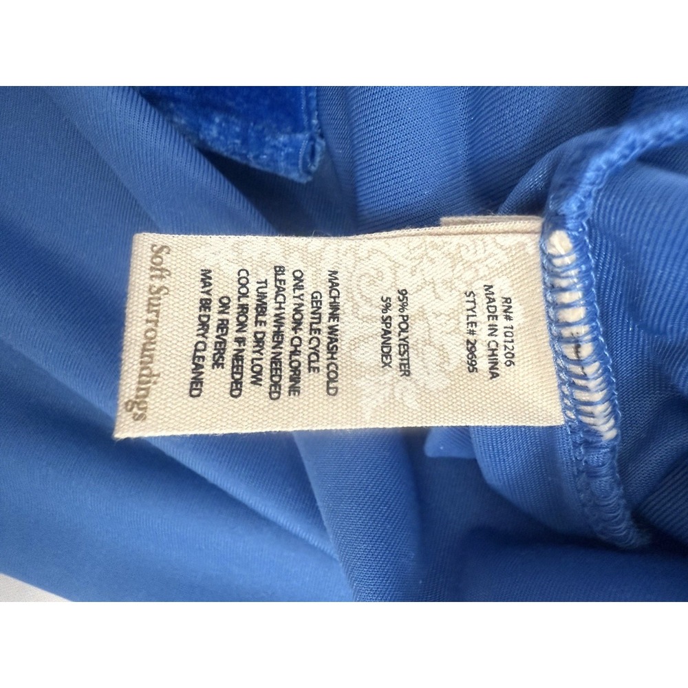 Soft Surroundings Blue Velvet Long Sleeve Button Top Shirt Womens Size XS Velour - Picture 4 of 10
